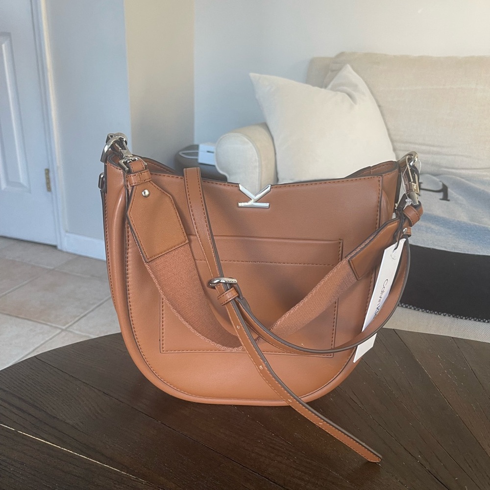 Calvin Klein Tan Leather Shoulder Bag